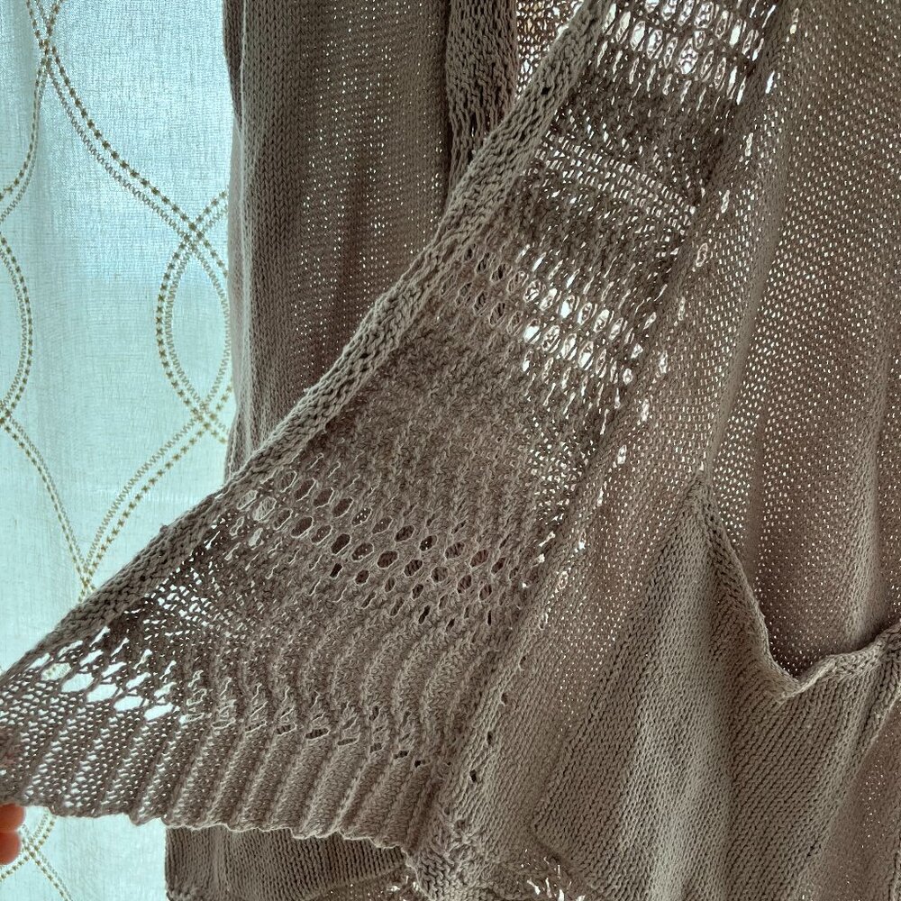 Lacey-Knit Long Cardigan